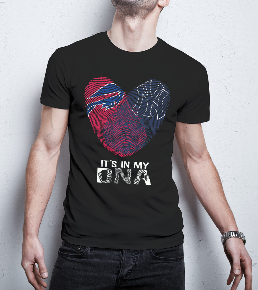 Bills Yankees Fingerprint Heart It's In My DNA T-Shirt