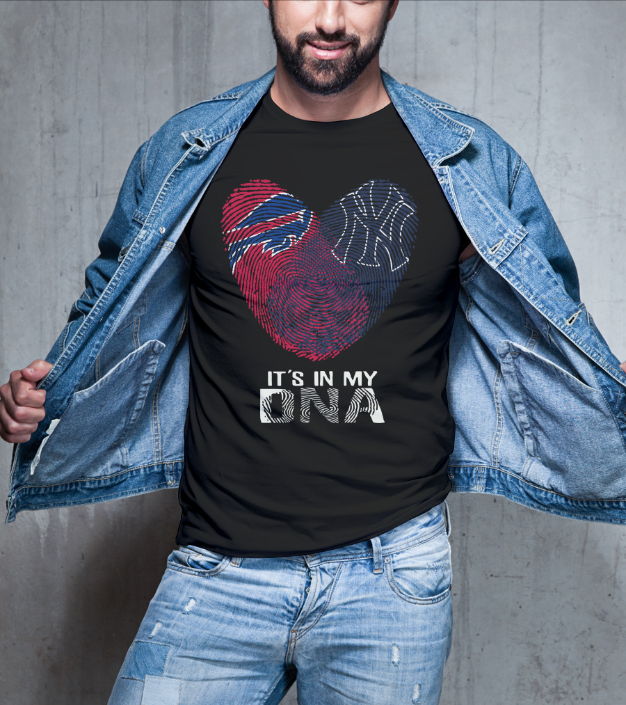Bills Yankees Fingerprint Heart It's In My DNA T-Shirt