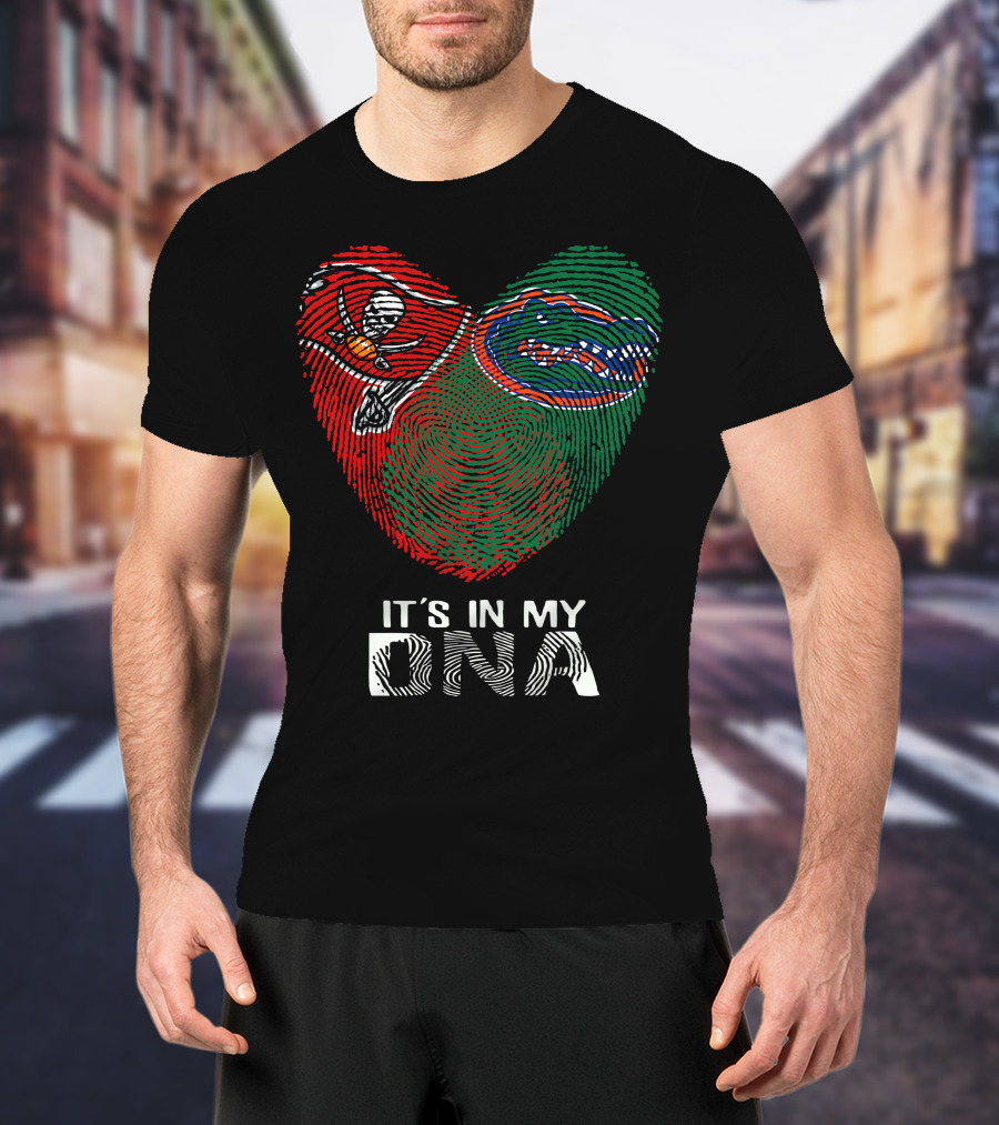 Buccaneers Gators Fingerprint Heart It's In My DNA T-Shirt