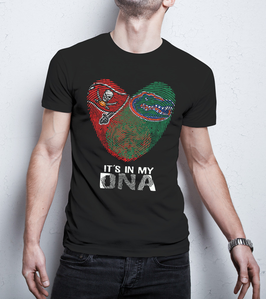 Buccaneers Gators Fingerprint Heart It's In My DNA T-Shirt