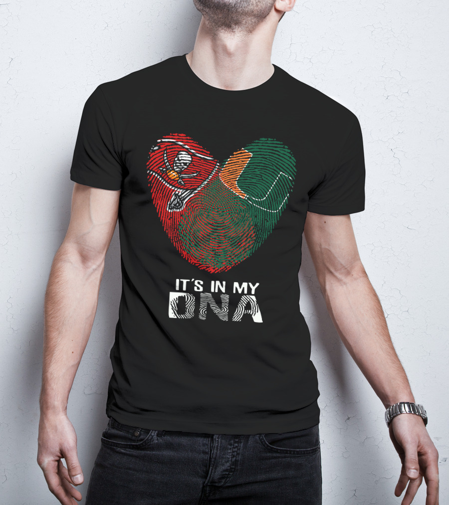Buccaneers Hurricanes It's In My DNA Fingerprint Skull T-Shirt
