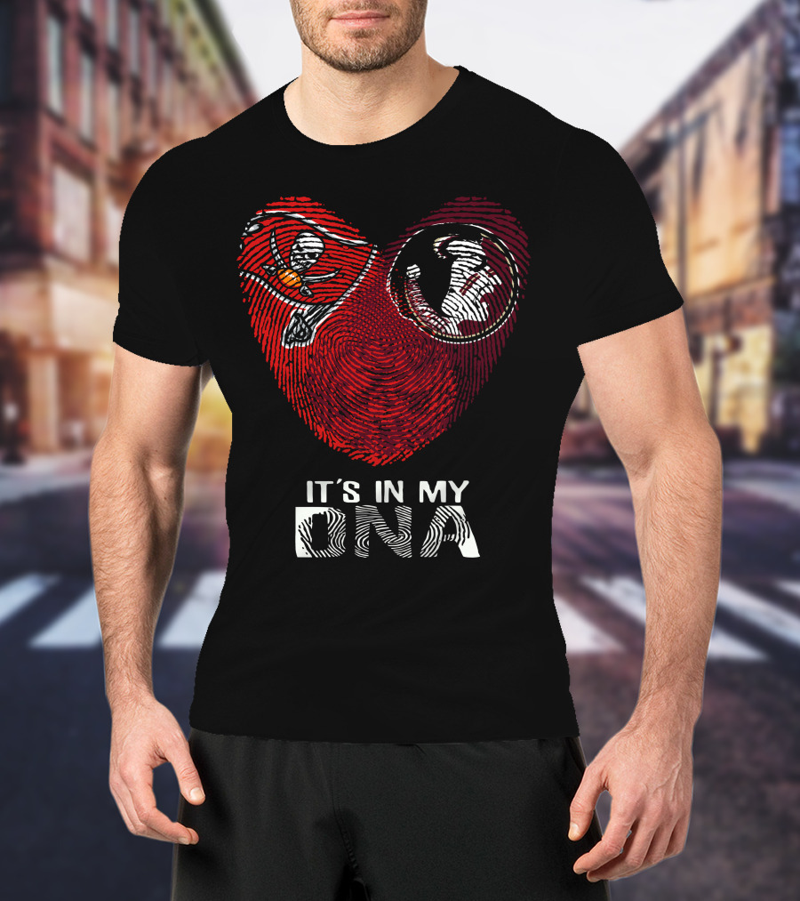 Buccaneers Seminoles It's In My DNA Fingerprint Heart T-Shirt