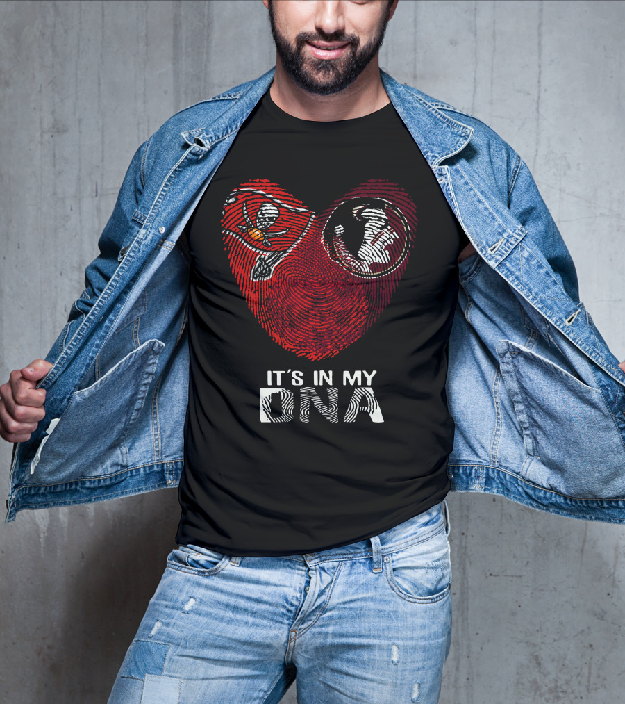 Buccaneers Seminoles It's In My DNA Fingerprint Heart T-Shirt
