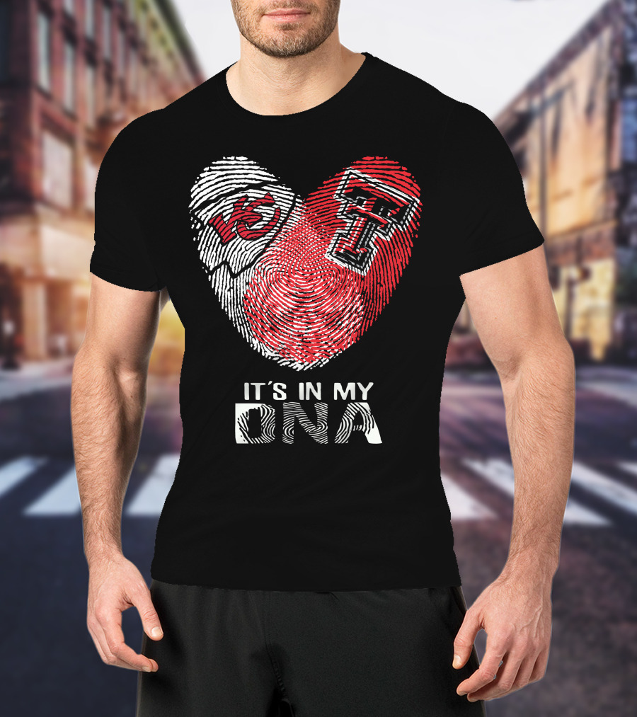 Chiefs Texas Tech It's In My DNA Heart Fingerprint T-Shirt