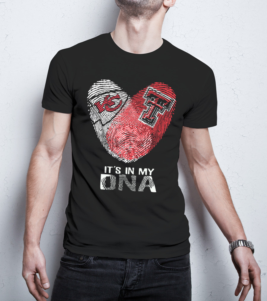 Chiefs Texas Tech It's In My DNA Heart Fingerprint T-Shirt