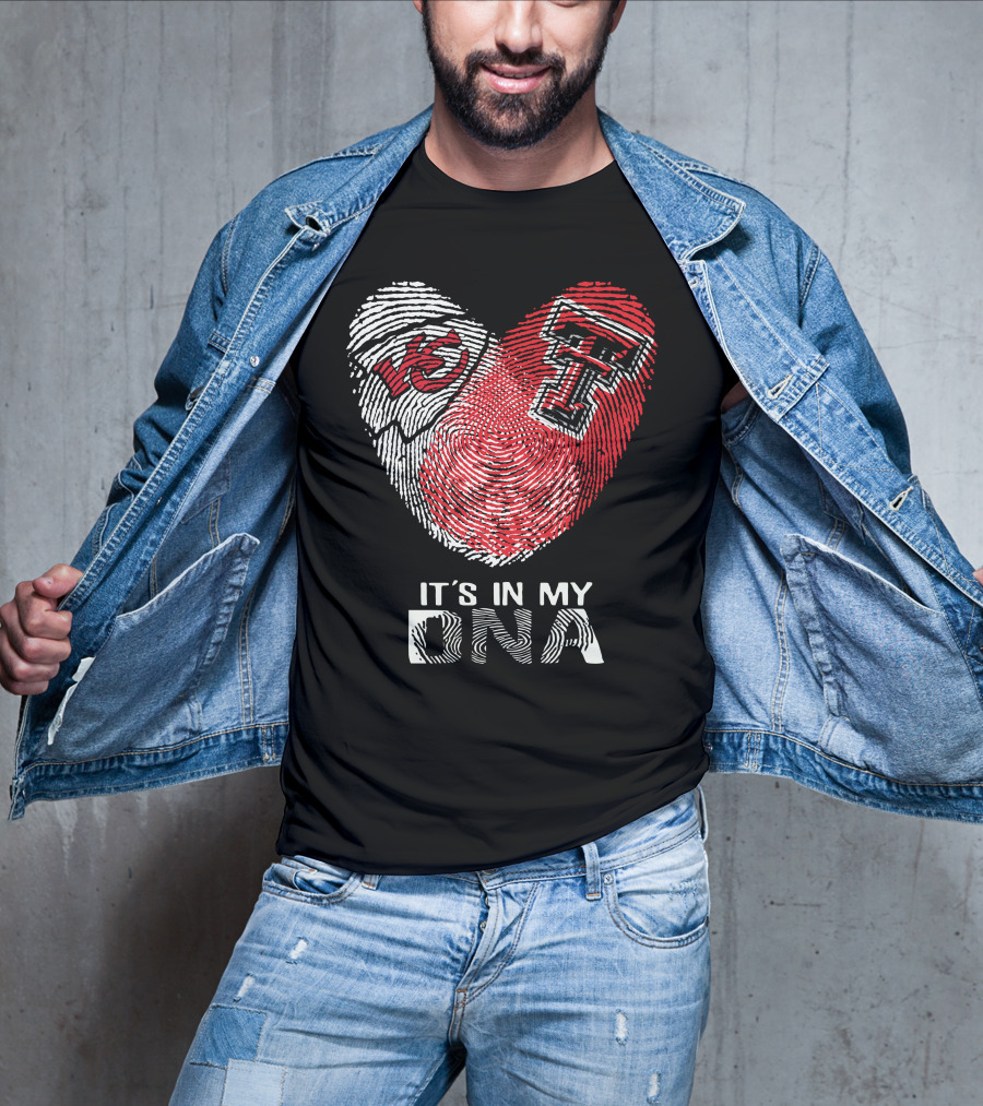 Chiefs Texas Tech It's In My DNA Heart Fingerprint T-Shirt