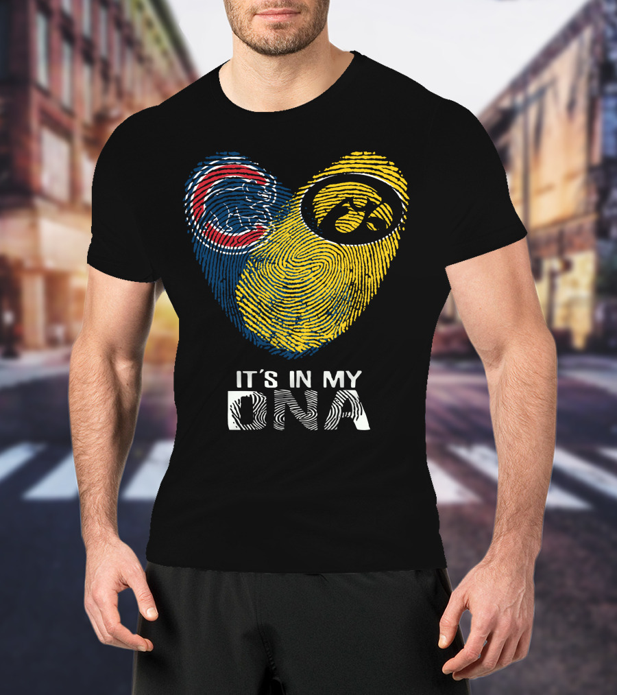 Cubs Iowa It's In My DNA Fingerprint With Chicago And Hawkeyes T-Shirt