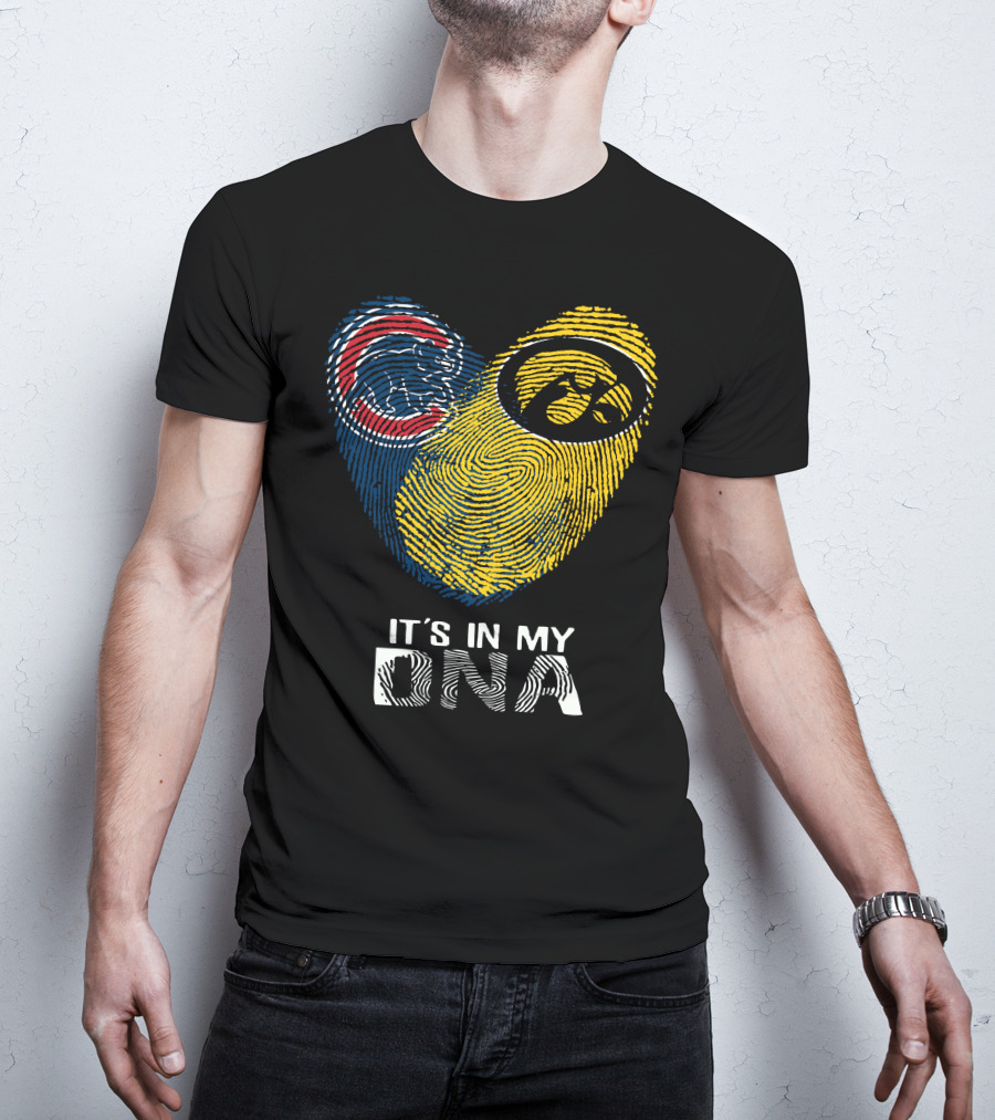Cubs Iowa It's In My DNA Fingerprint With Chicago And Hawkeyes T-Shirt