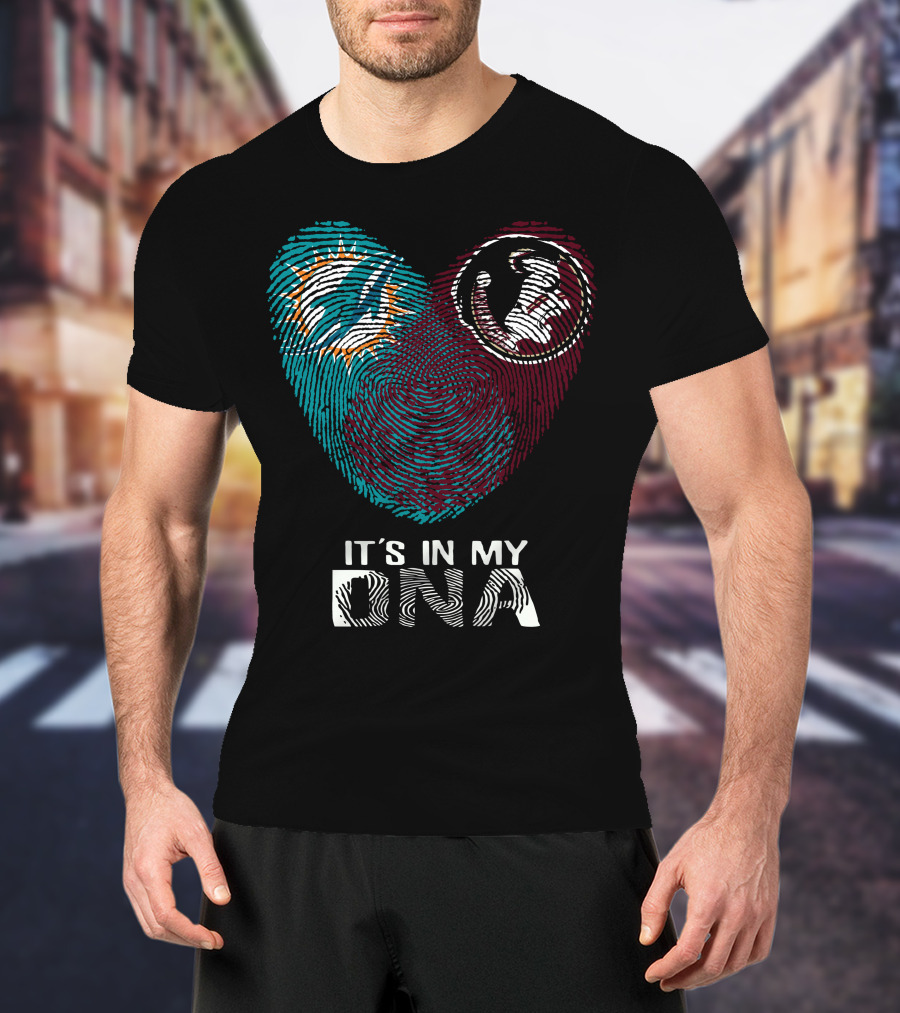 Miami Dolphins Florida State Seminoles It's In My Dna Fingerprint T-Shirt
