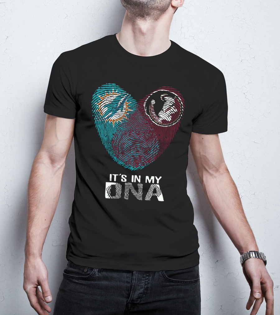 Miami Dolphins Florida State Seminoles It's In My Dna Fingerprint T-Shirt