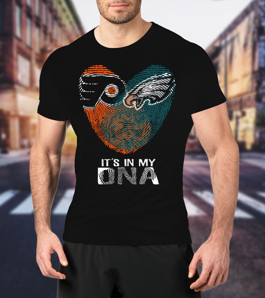Eagles Flyers It's In My DNA Fingerprint Heart T-Shirt