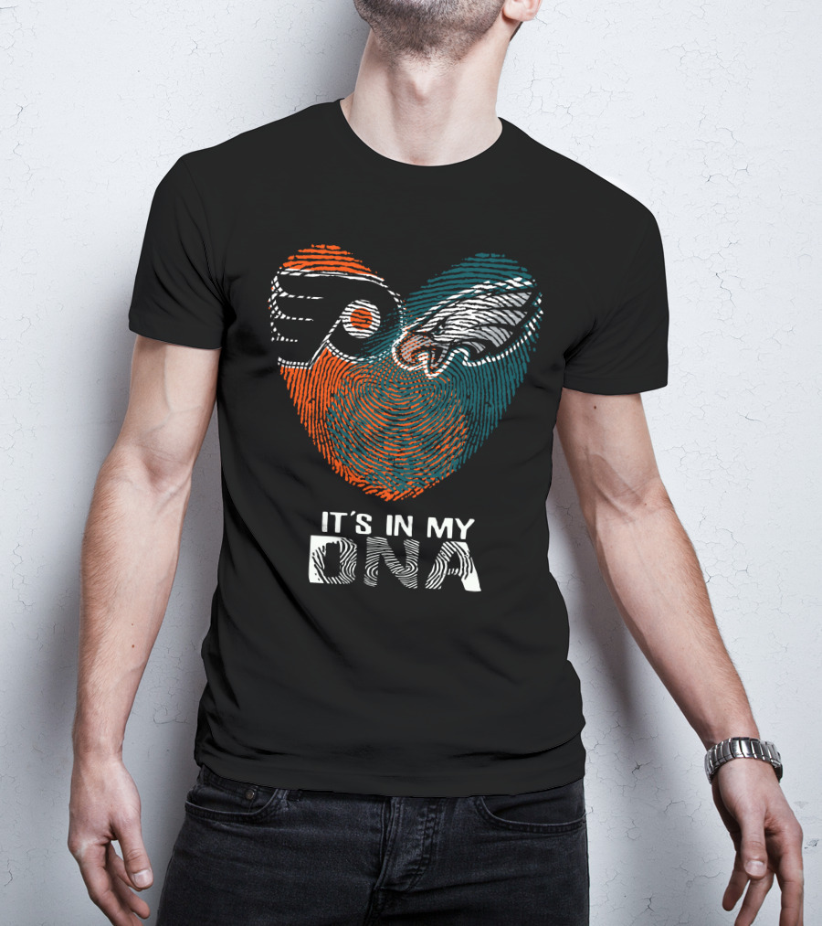 Eagles Flyers It's In My DNA Fingerprint Heart T-Shirt