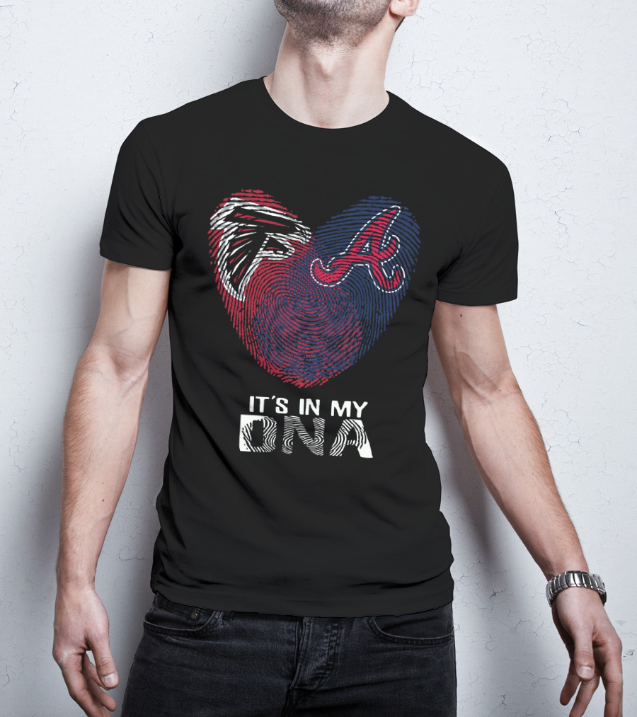 Falcons Braves Heart Fingerprint It's In My DNA T-Shirt