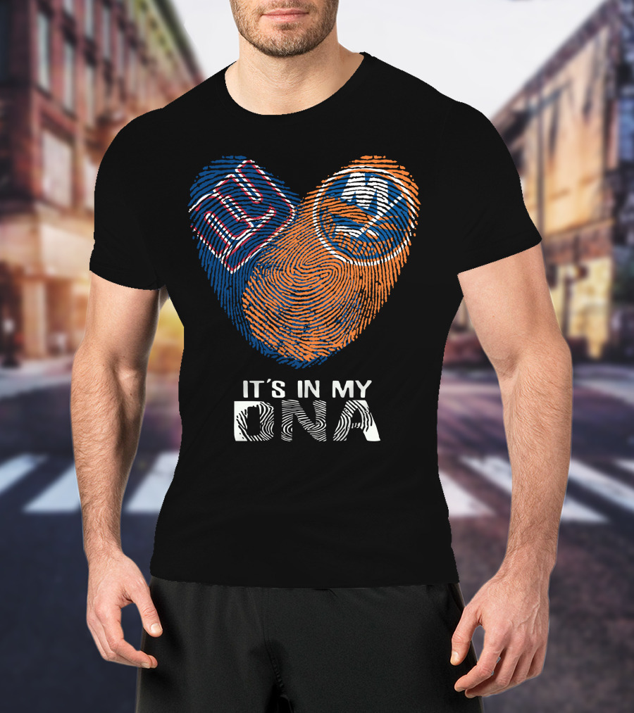 Giants Islanders It's In My DNA Fingerprint Heart T-Shirt