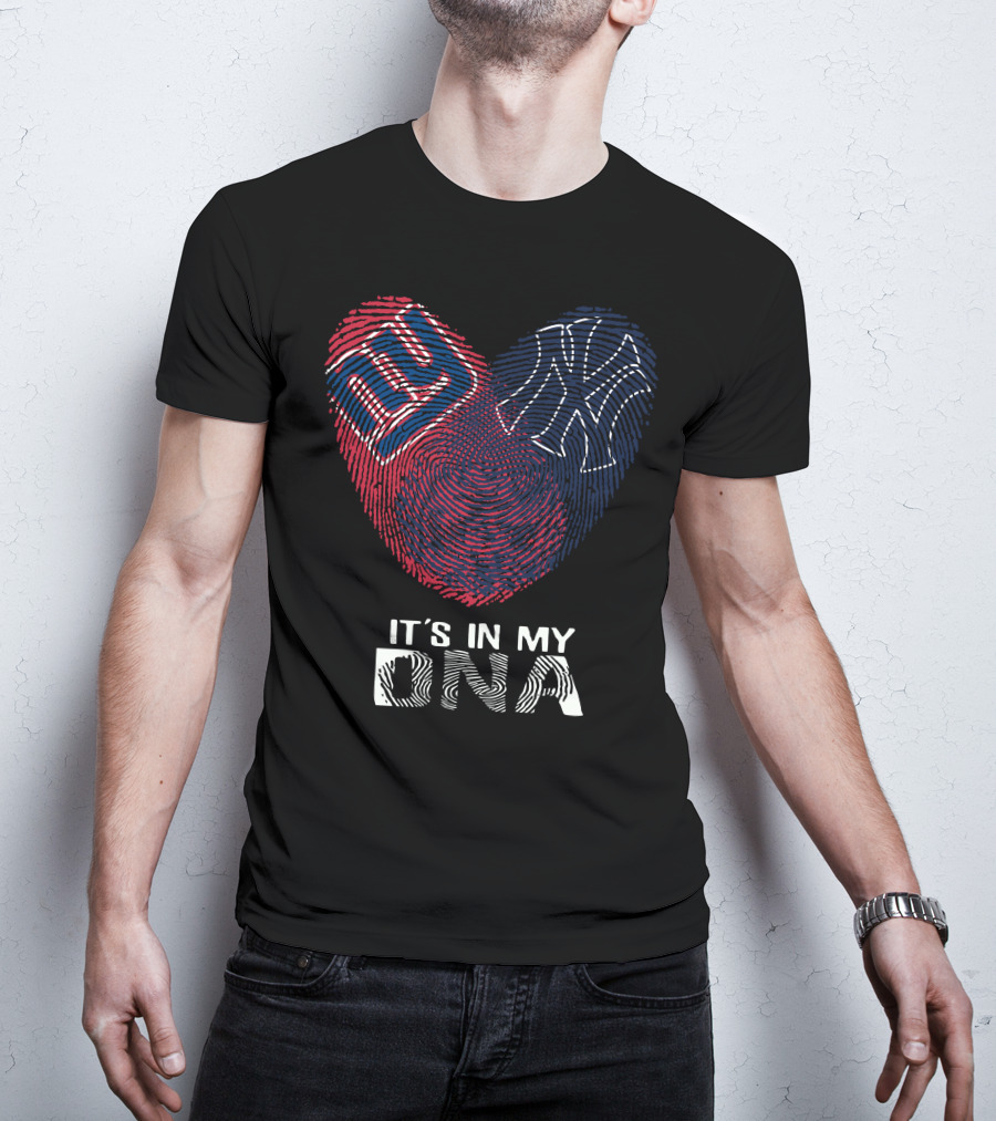 Giants Yankees It's In My DNA Fingerprint Heart T-Shirt