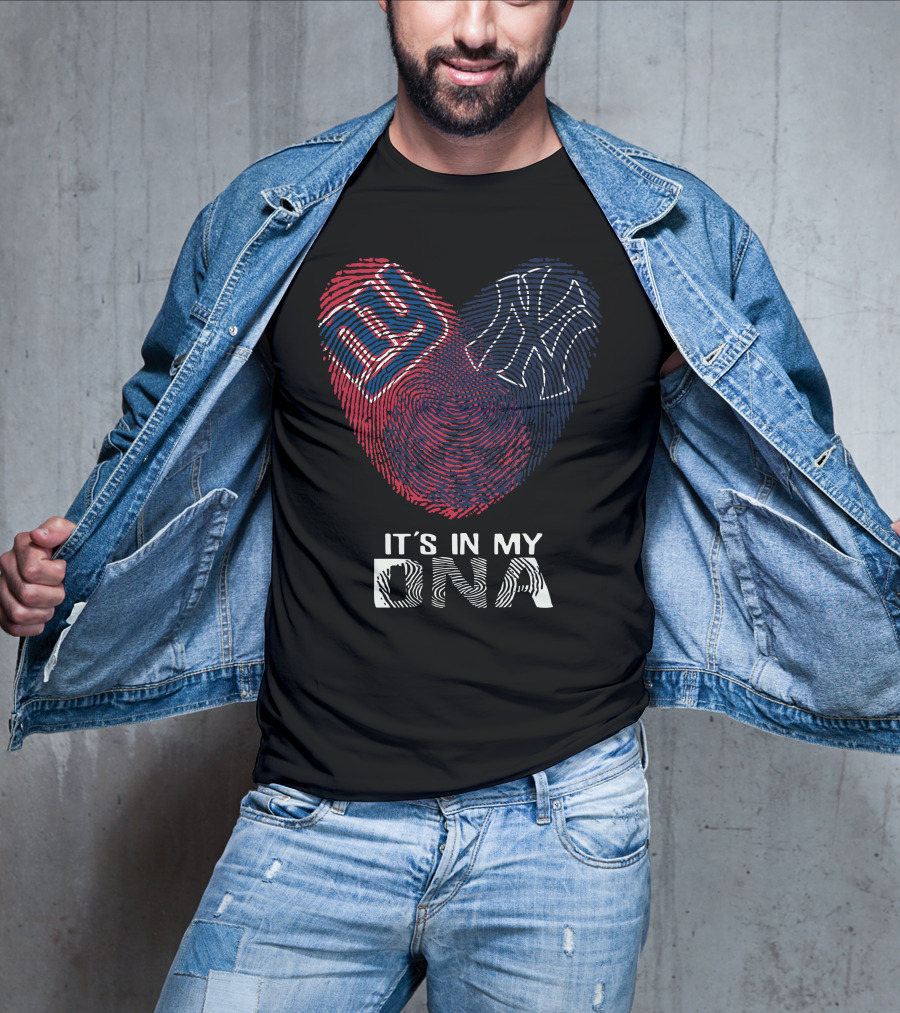 Giants Yankees It's In My DNA Fingerprint Heart T-Shirt
