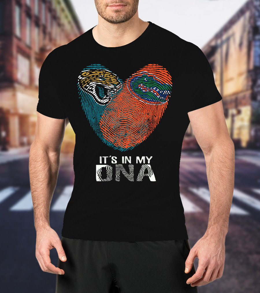 Jaguars Gators It's In My DNA Fingerprint Heart T-Shirt