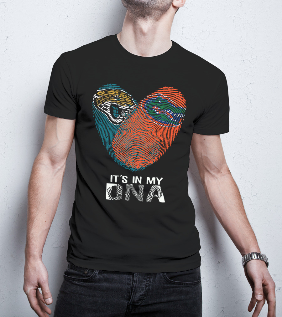 Jaguars Gators It's In My DNA Fingerprint Heart T-Shirt