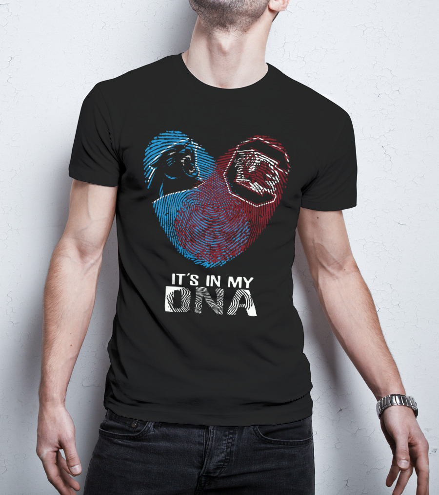 Panthers Gamecocks Fingerprint Heart It's In My Dna T-Shirt
