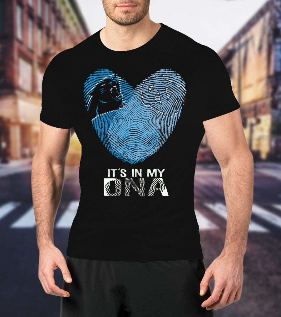 Panthers Tar Heels It's In My Dna Fingerprint Heart T-Shirt