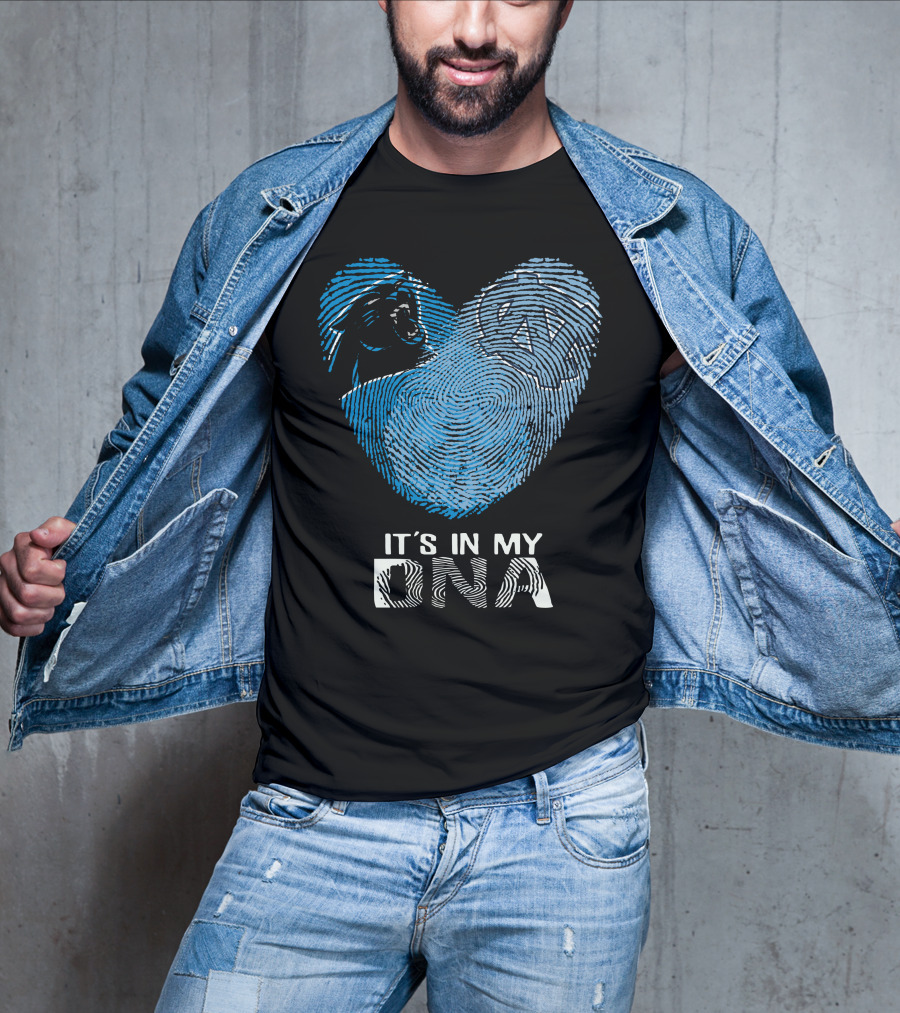 Panthers Tar Heels It's In My Dna Fingerprint Heart T-Shirt
