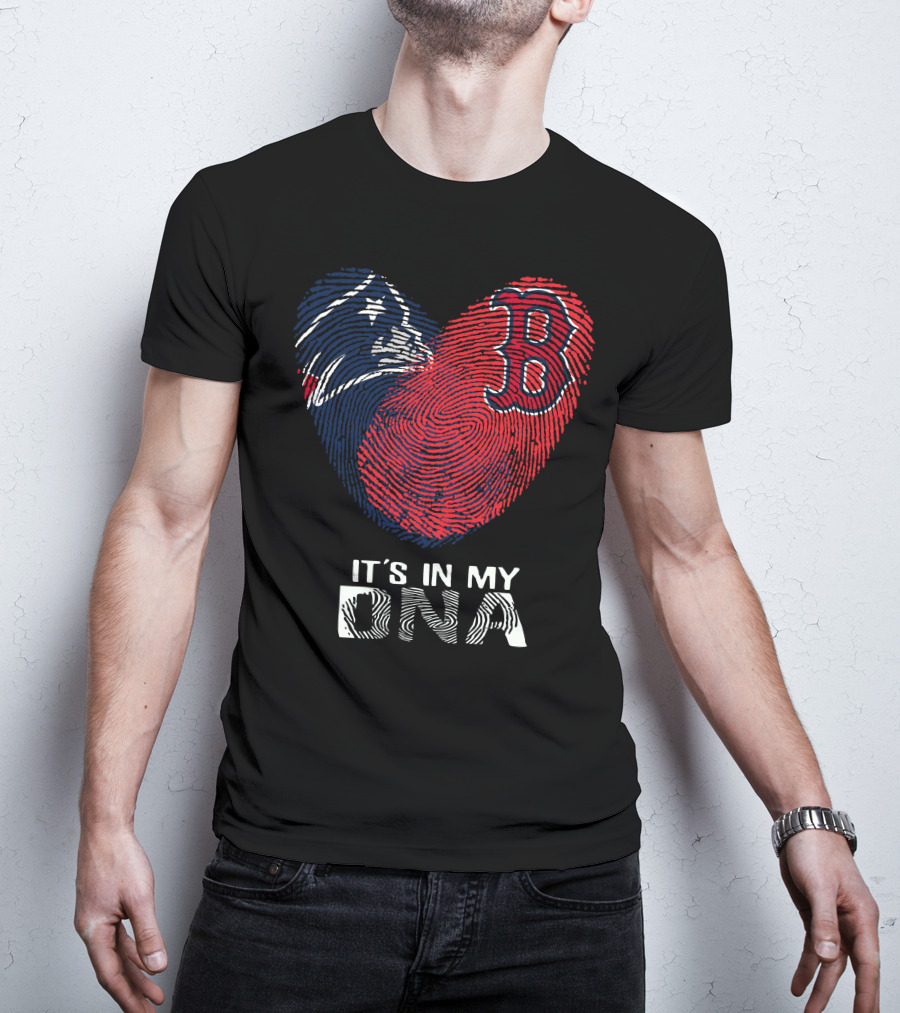 Patriots Red Sox Heart It's In My DNA T-Shirt