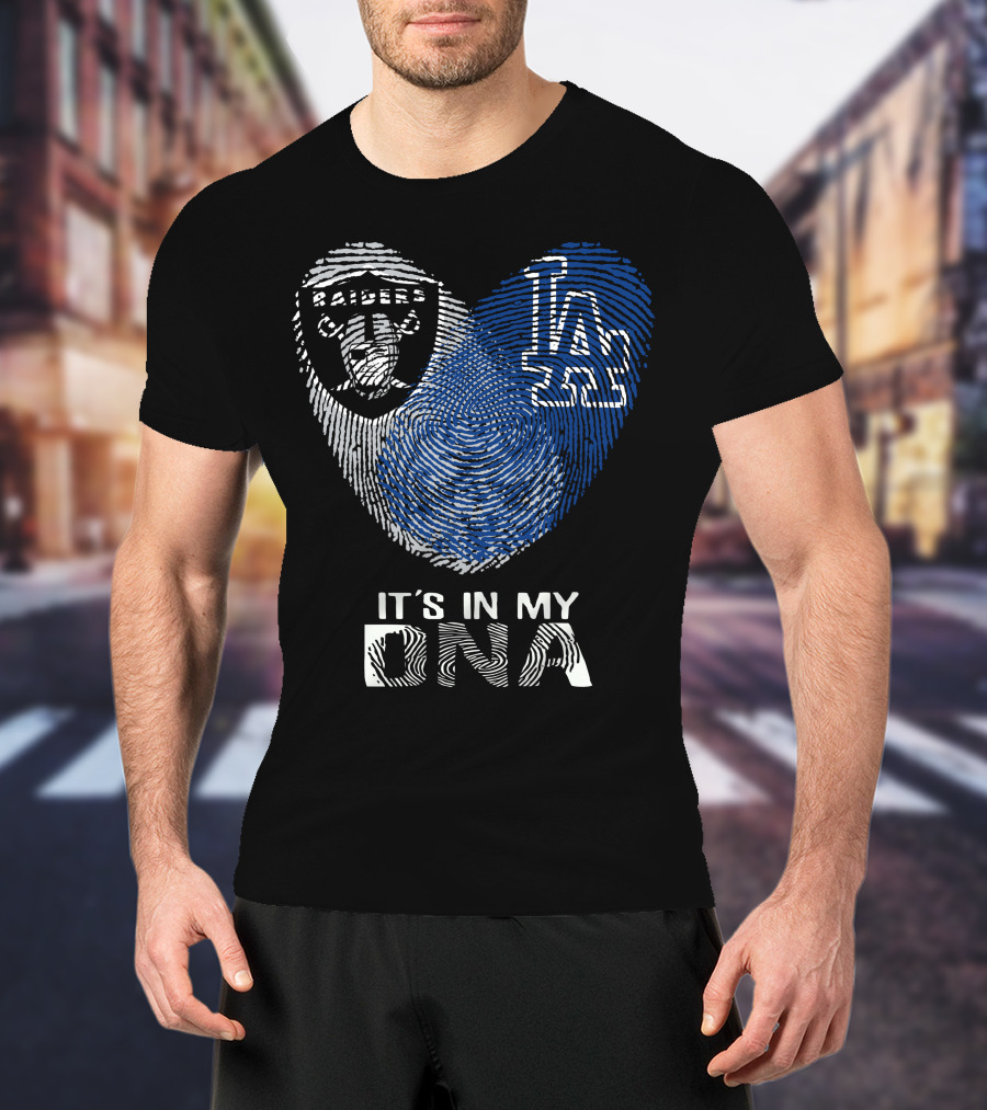 Raiders Dodgers Fingerprint It's In My DNA T-Shirt