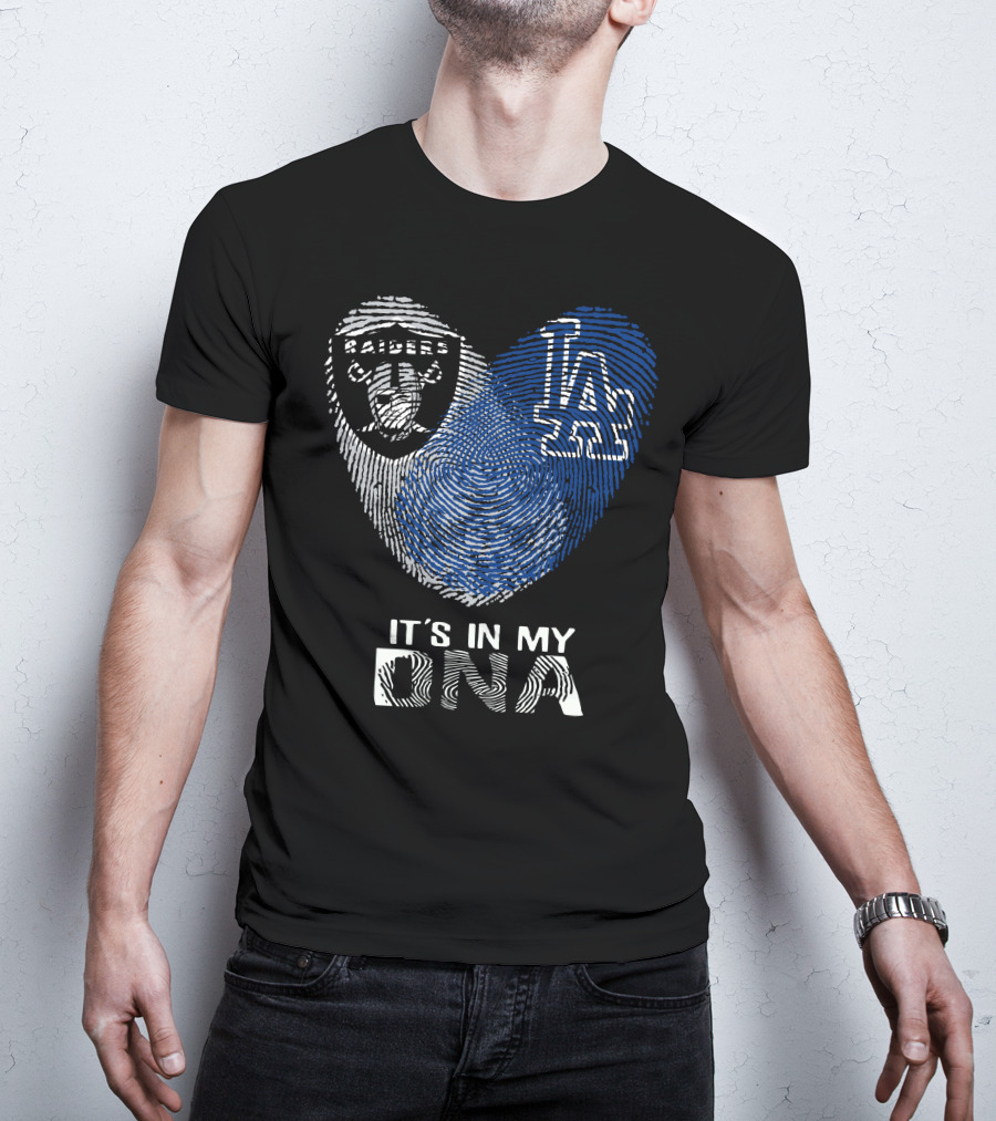 Raiders Dodgers Fingerprint It's In My DNA T-Shirt