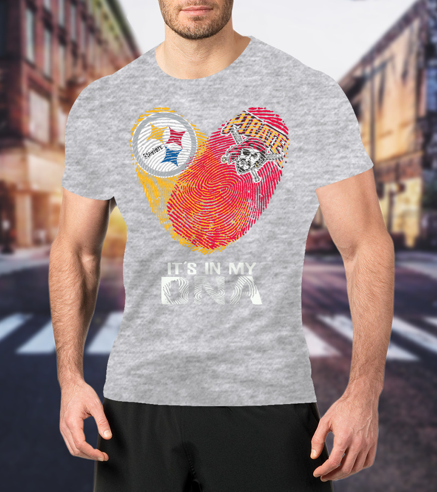 Steelers Pirates It's In My Dna Fingerprint Heart T-Shirt