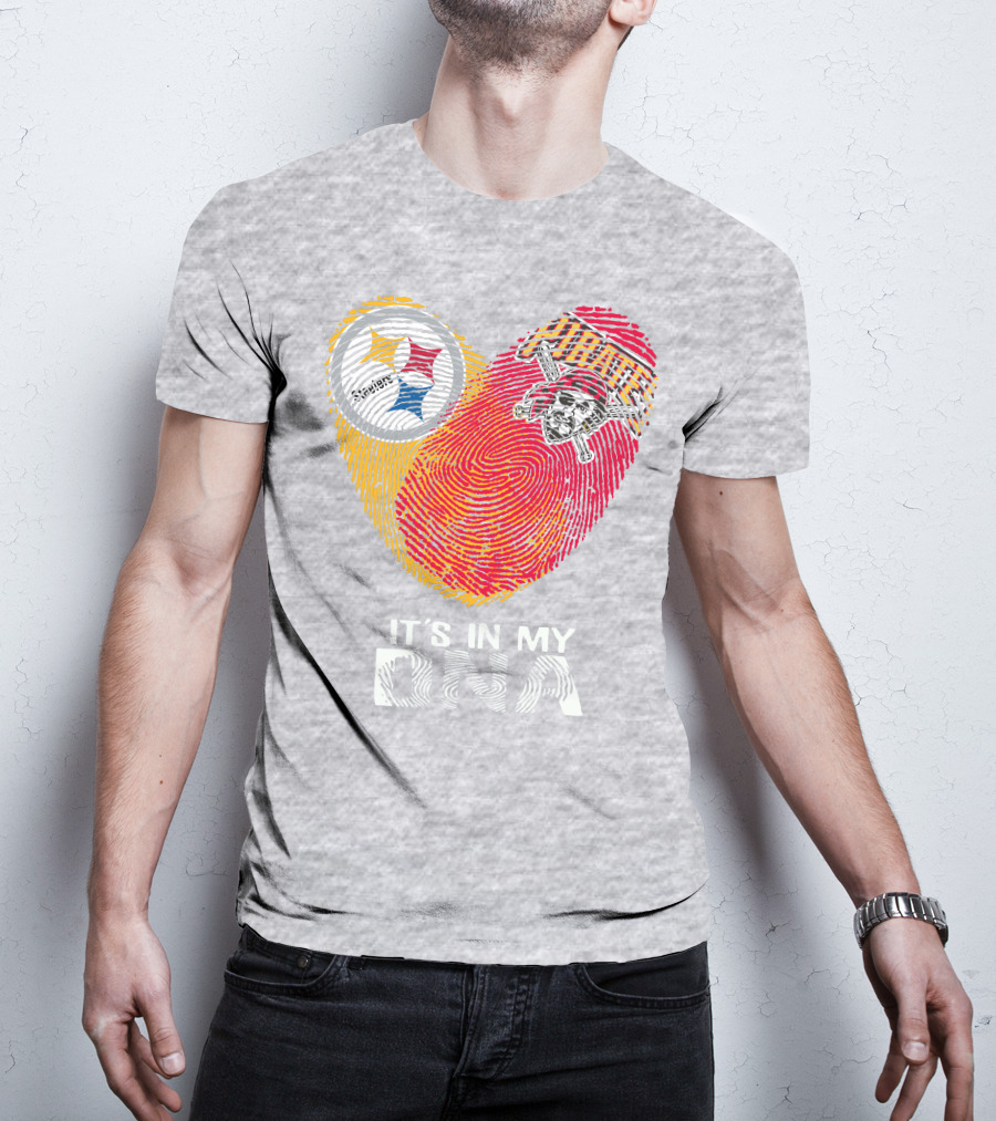 Steelers Pirates It's In My Dna Fingerprint Heart T-Shirt