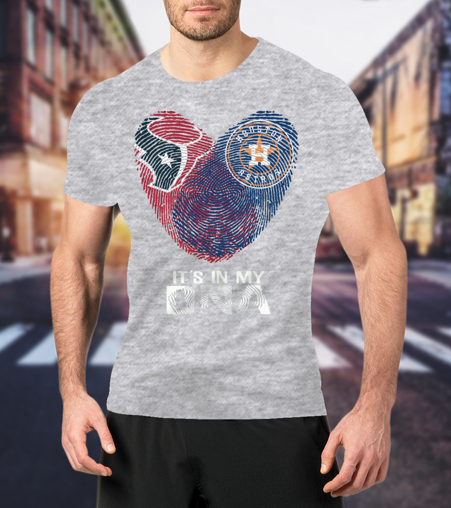 Texans Astros It's In My DNA Fingerprint Heart T-Shirt