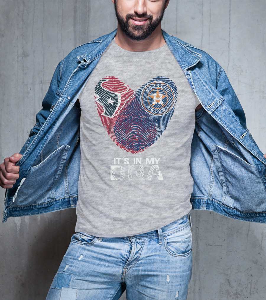 Texans Astros It's In My DNA Fingerprint Heart T-Shirt