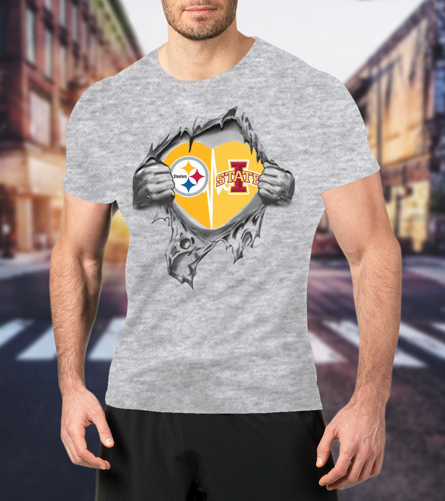 Steelers Iowa State Heart With Torn Hands T-Shirt
