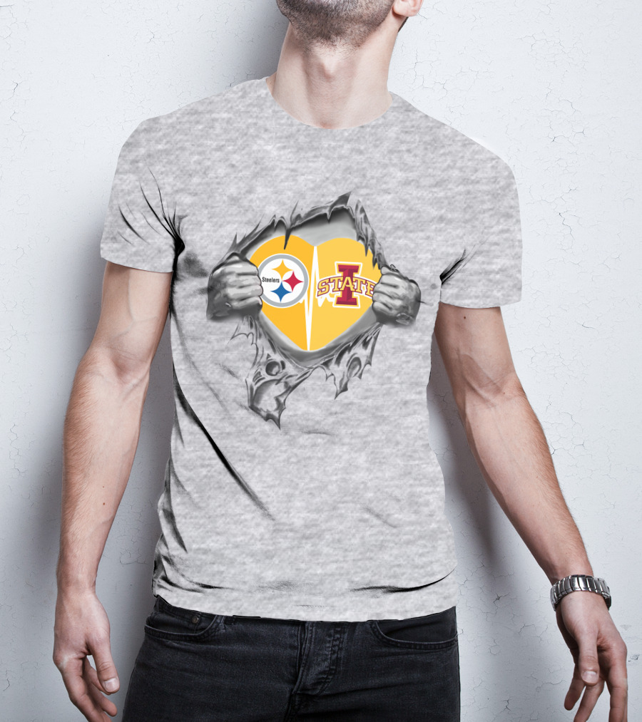 Steelers Iowa State Heart With Torn Hands T-Shirt