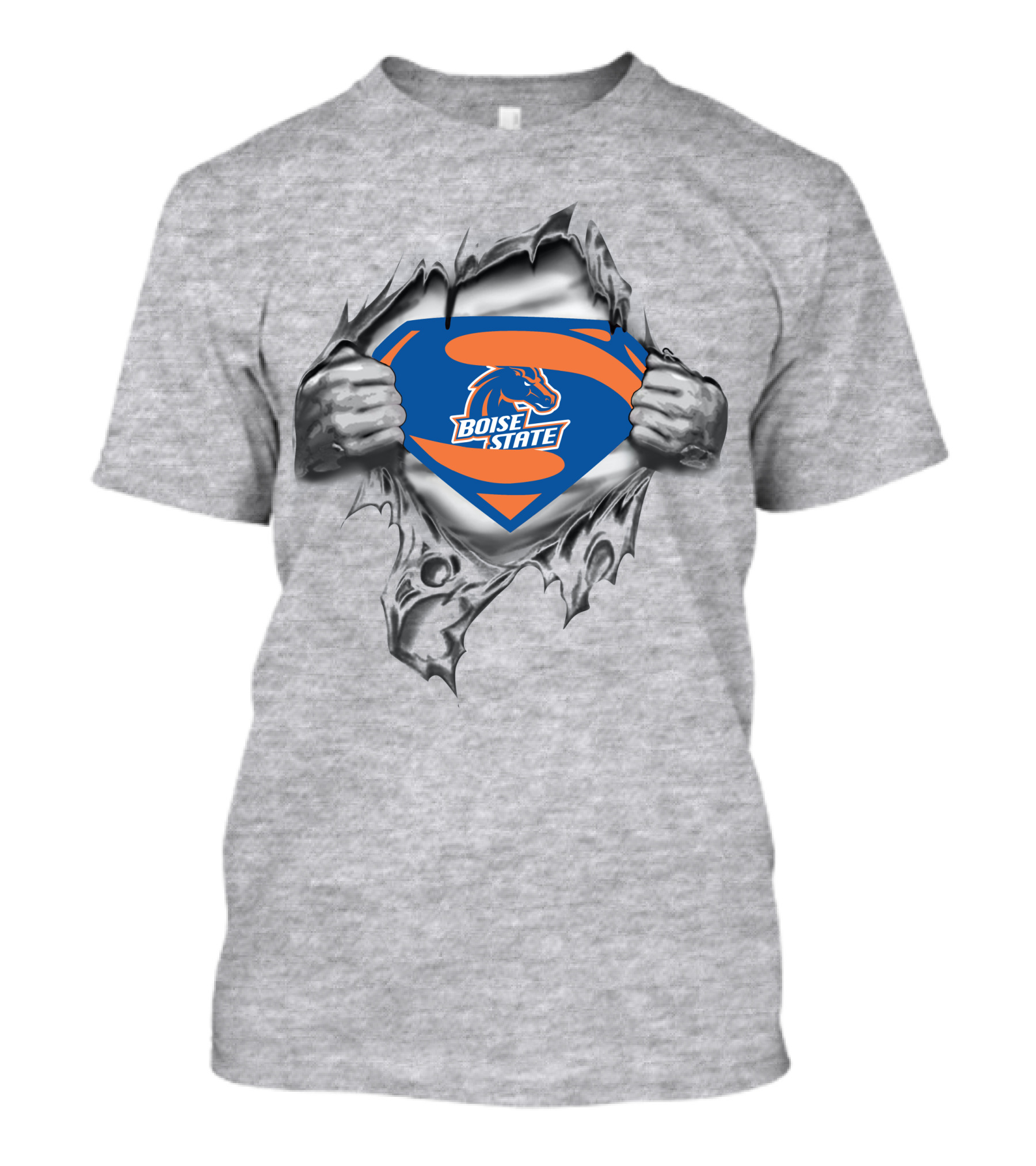 Boise State Horse Logo Ripped Chest Super Emblem T-Shirt