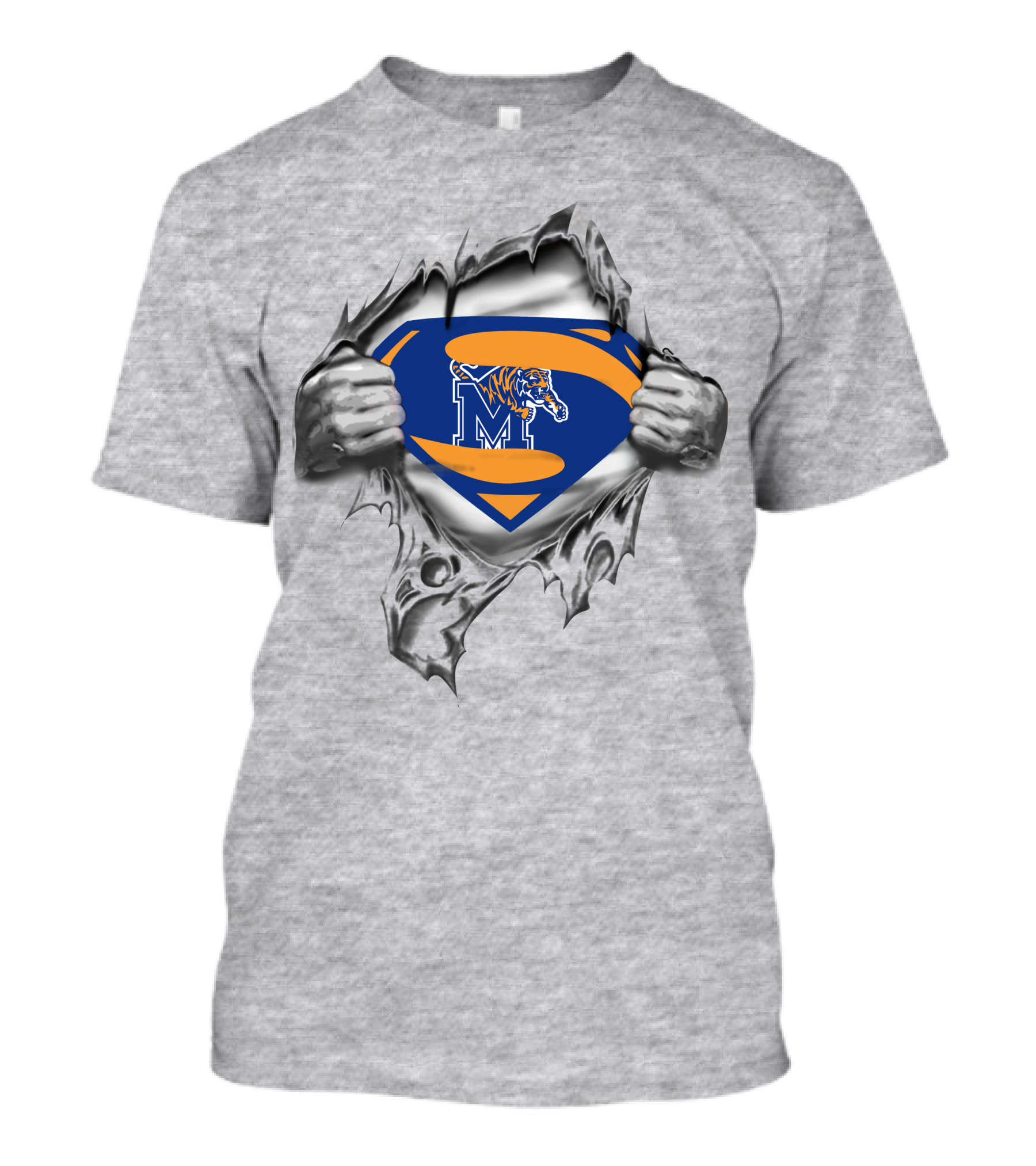 Memphis Tigers M Logo Superman Emblem With Tiger T-Shirt