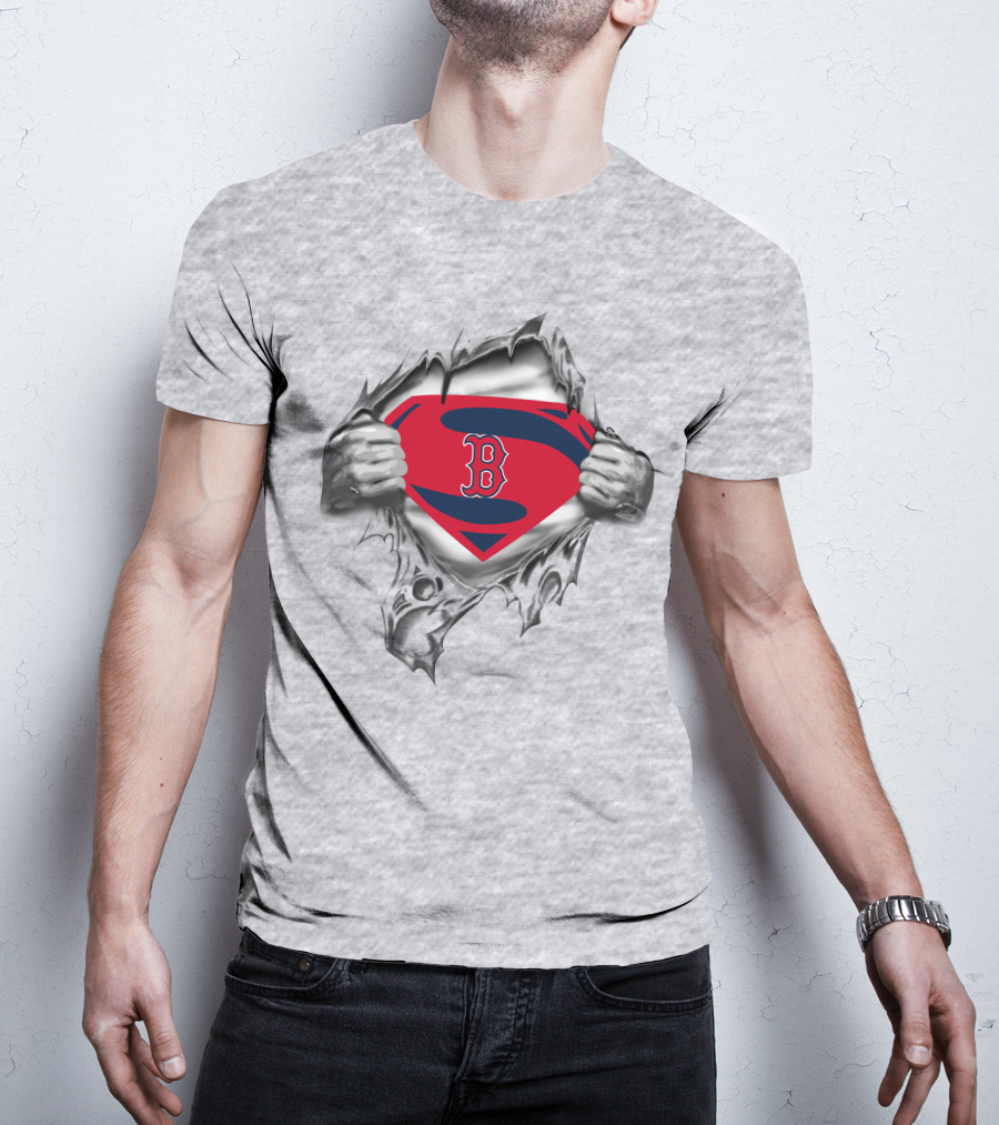 Redsox Superman Logo Tear Reveal T-Shirt