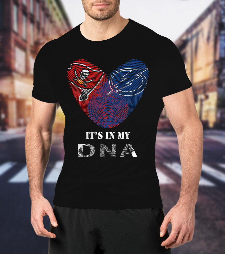 Buccaneers Lightning Fingerprint Heart It's In My DNA T-Shirt
