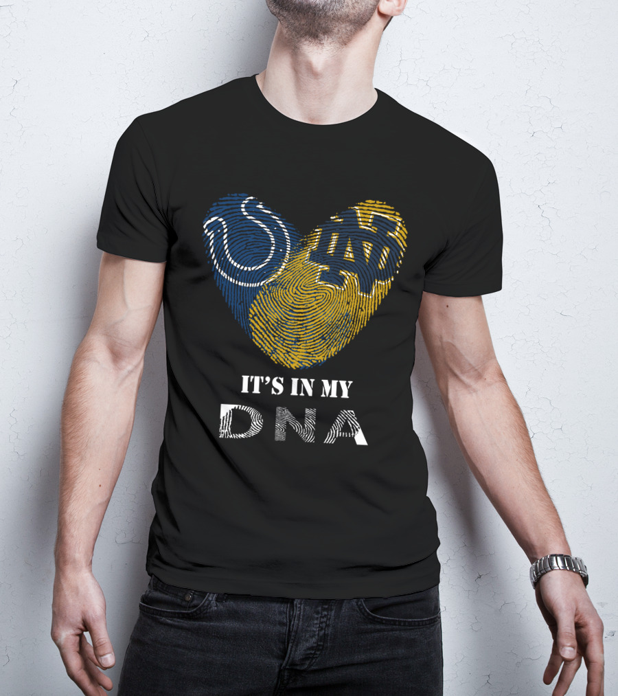 Colts Notre Dame Fingerprint Heart It's In My DNA T-Shirt