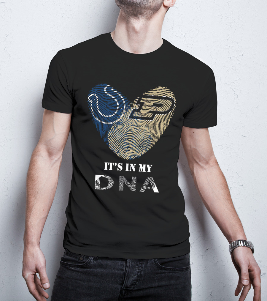 Colts Purdue It's In My DNA Football Fingerprint T-Shirt