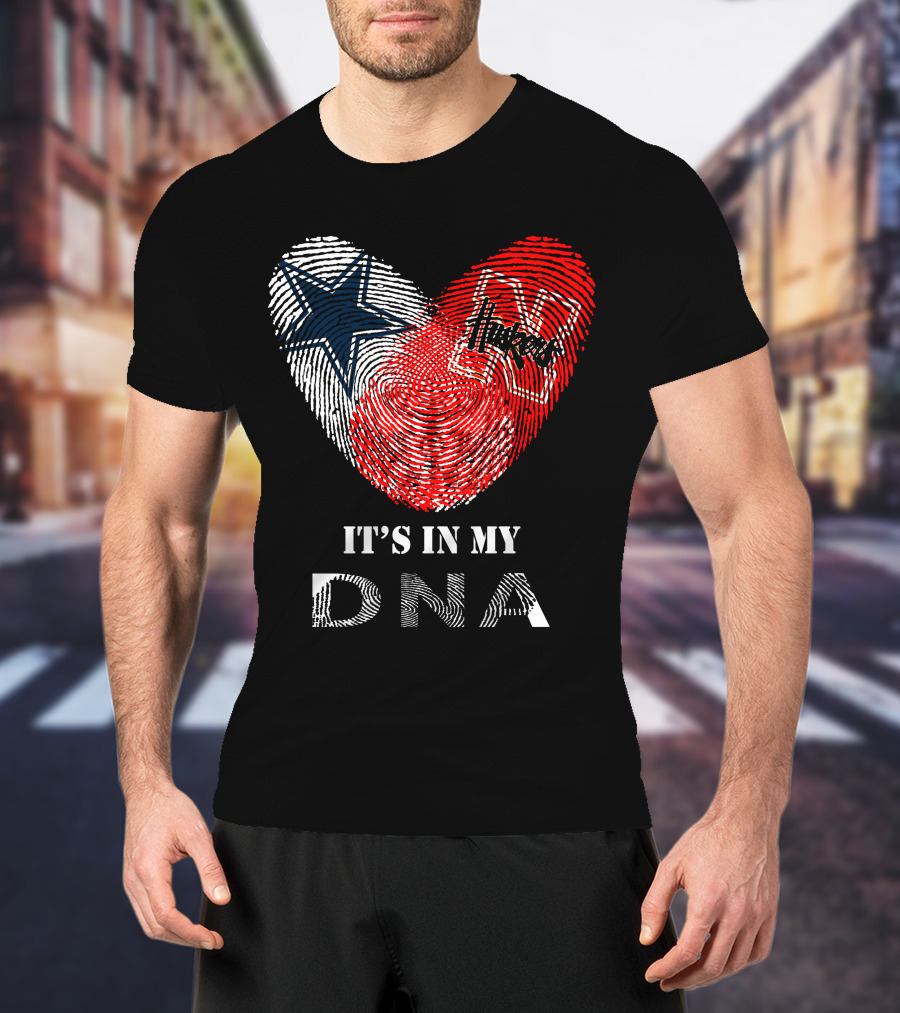 Cowboys Huskers It's In My Dna Fingerprint Heart With Star And N T-Shirt