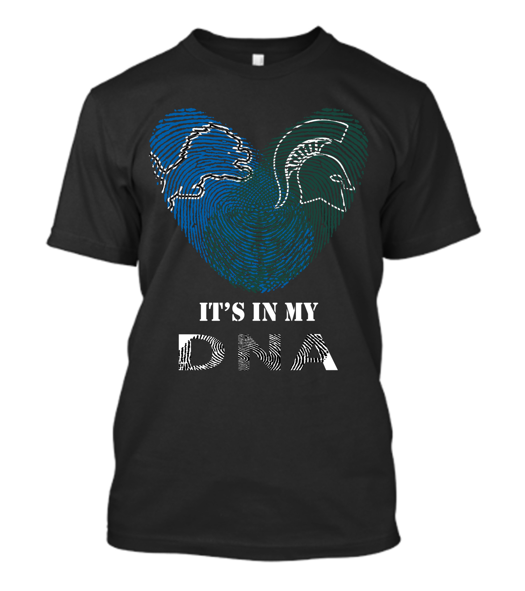 Lions Spartans It's In My DNA Fingerprint Heart T-Shirt