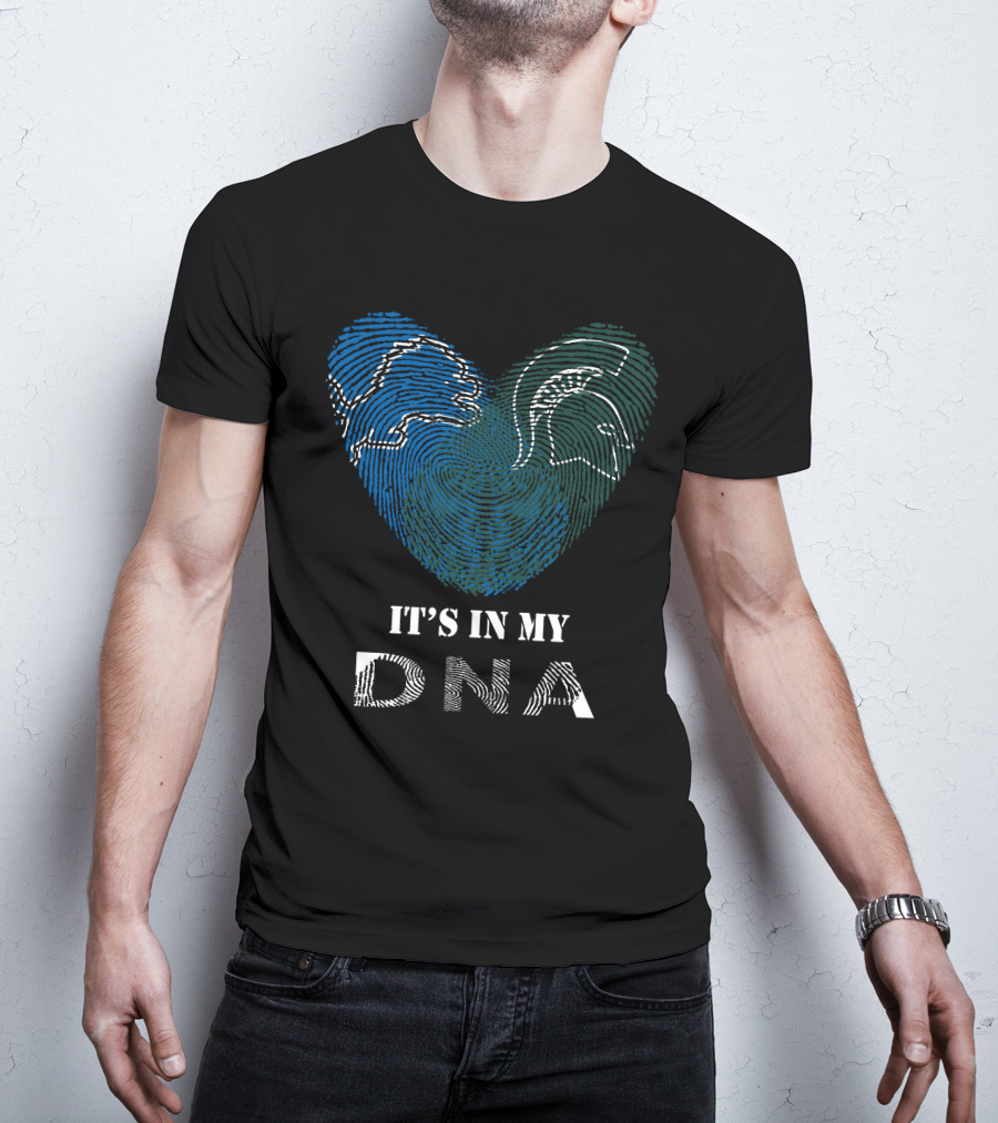 Lions Spartans It's In My DNA Fingerprint Heart T-Shirt