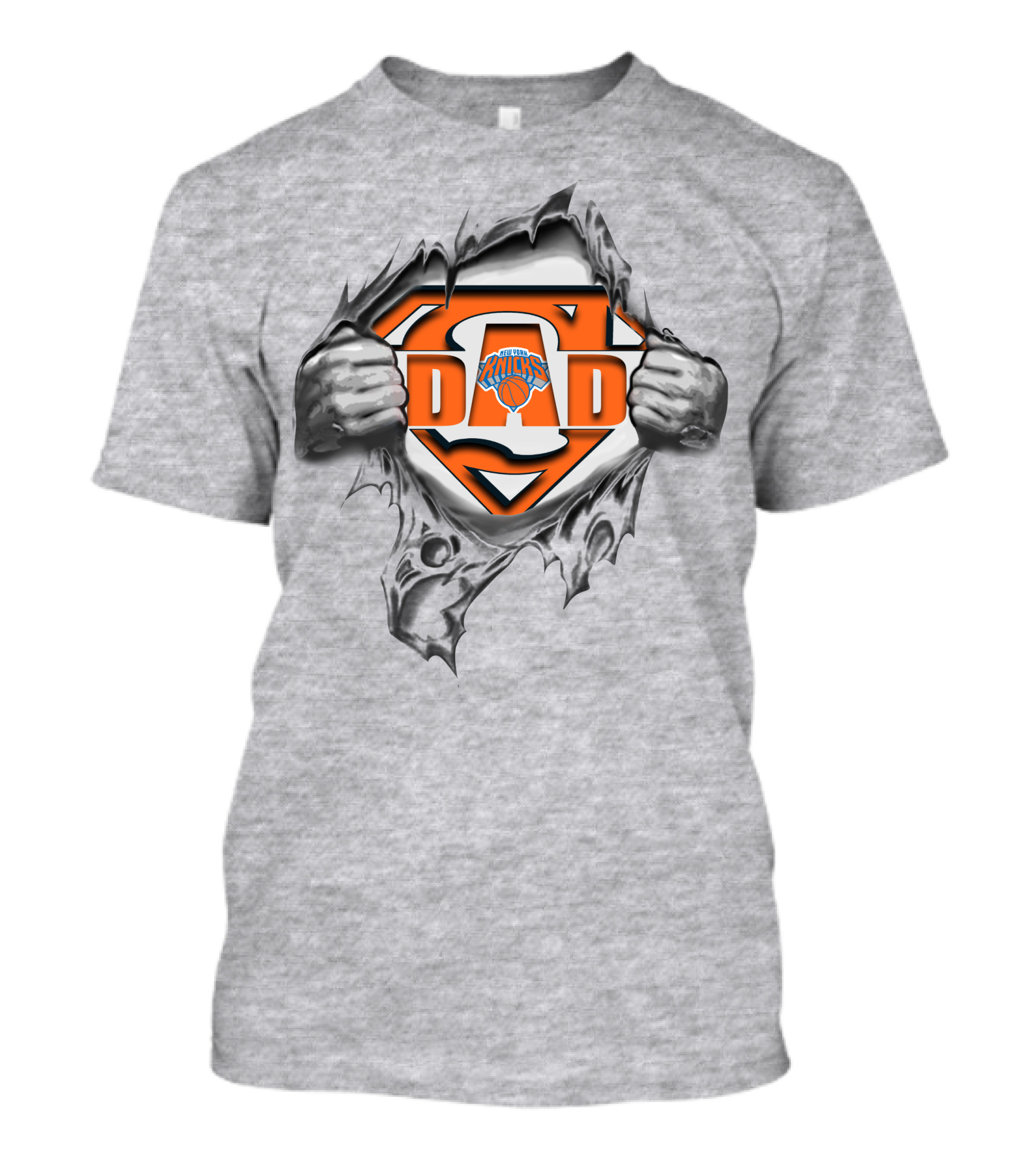 New York Knicks Super Dad S Logo Tear Basketball Fan Gift T-Shirt