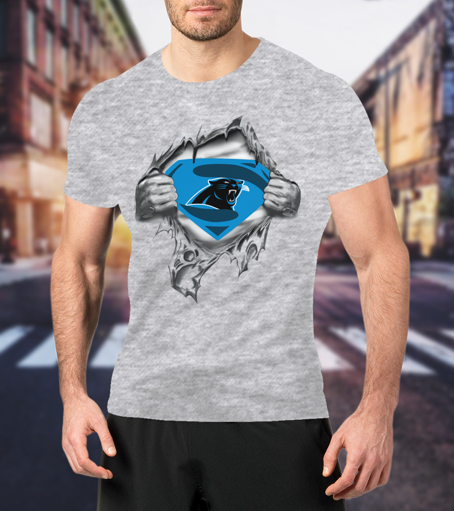 Carolina Panthers Ripped Superman Chest T-Shirt