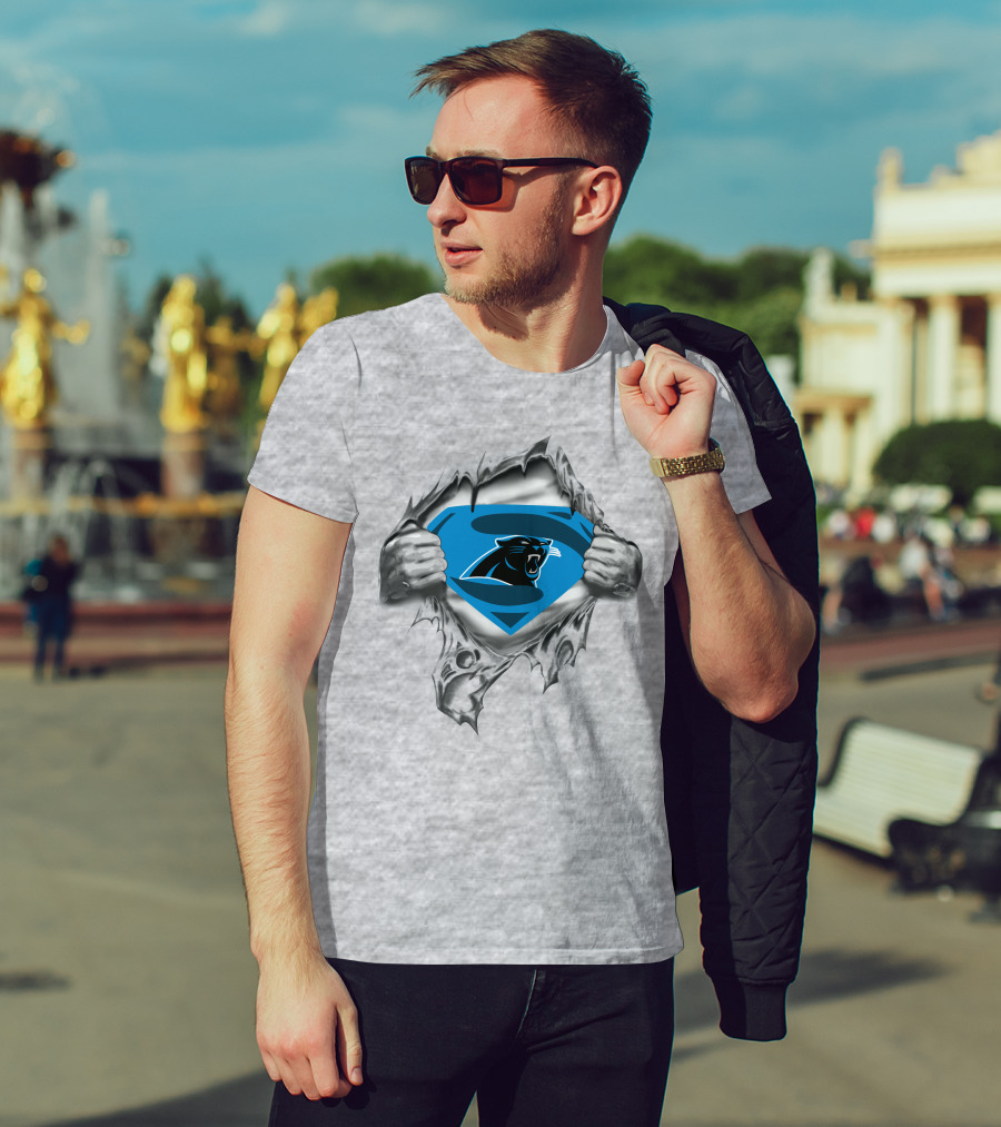 Carolina Panthers Ripped Superman Chest T-Shirt