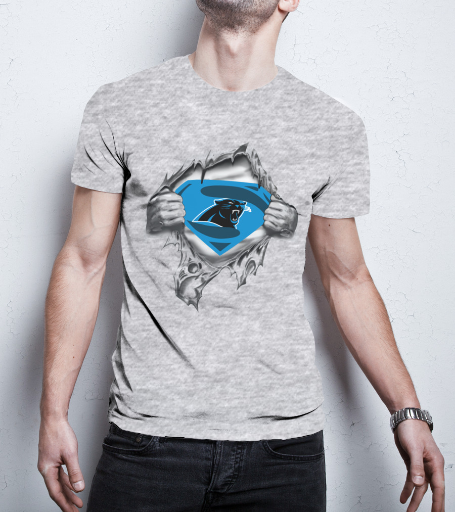 Carolina Panthers Ripped Superman Chest T-Shirt
