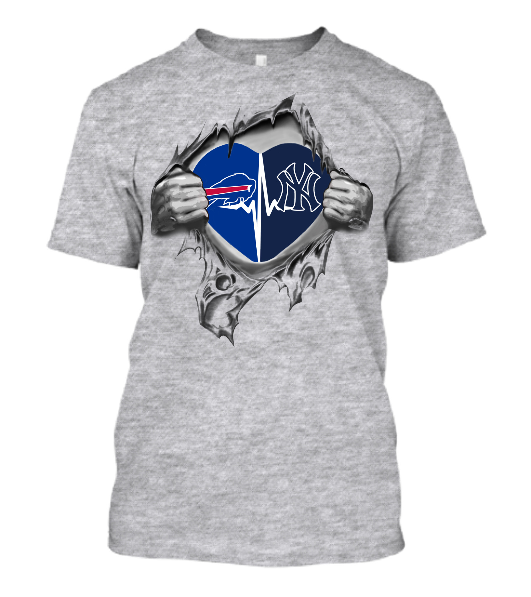 Buffalo Bills New York Yankees Heartbeat Logo Fan Passion T-Shirt