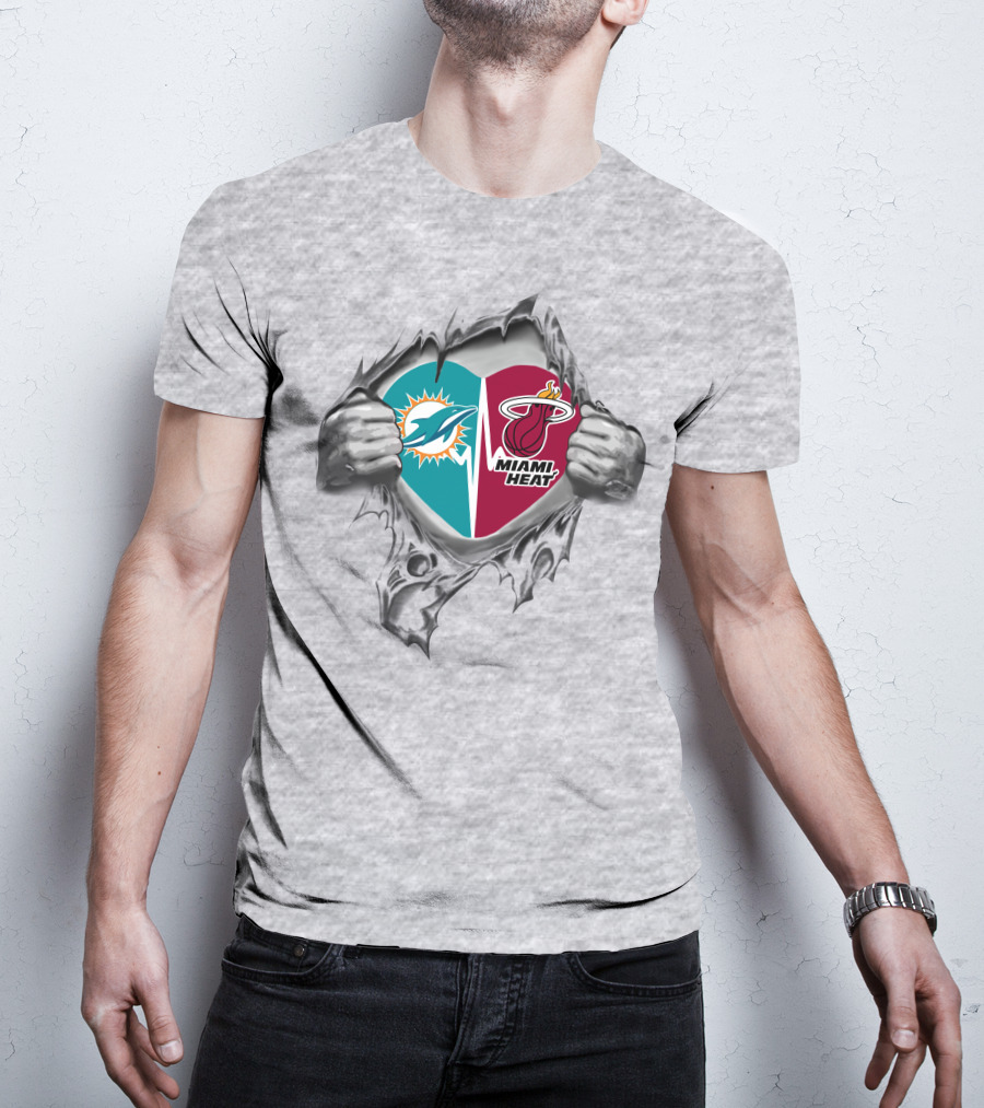 Miami Dolphins Miami Heat It's In My Heart T-Shirt