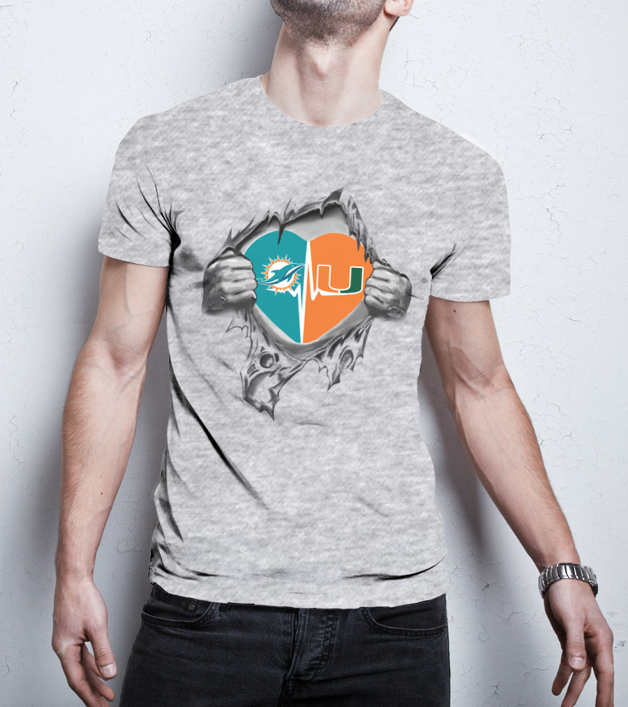 Dolphins Hurricanes Heartbeat Loyalty Miami Football Passion T-Shirt